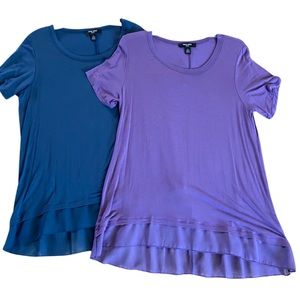 Nine West Women's Short Sleeve Emmy Tops (2) Blue and Purple / Size Large